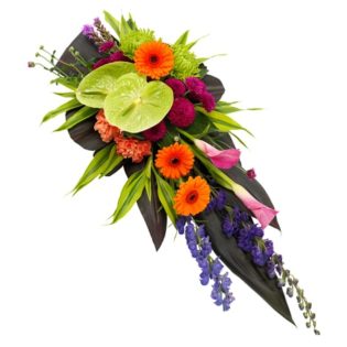 funeral bouquet with vibrant colours