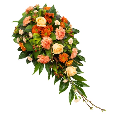 Funeral arrangement warm colours